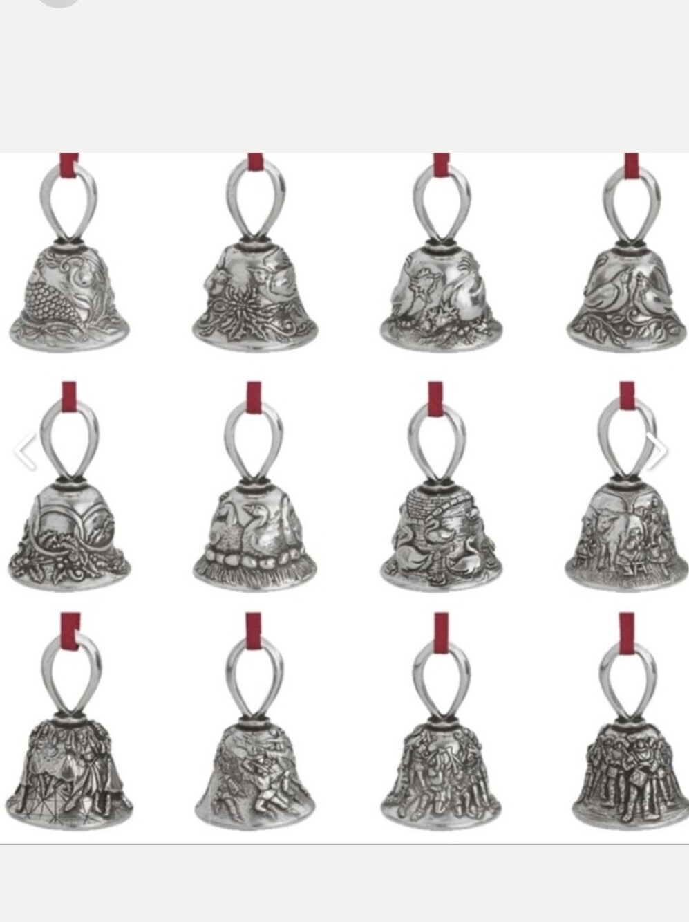 12pc. DANFORTH Pewter OF Vermont Complete Mini 12 Days Of Christmas Bells Set
